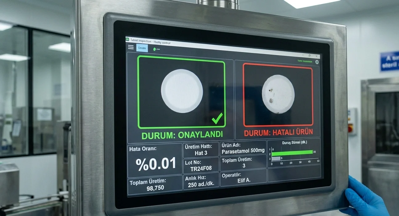 Yapay Zeka Destekli Tablet Ilaç Kalite Kontrol Arayüzü Ekranı
