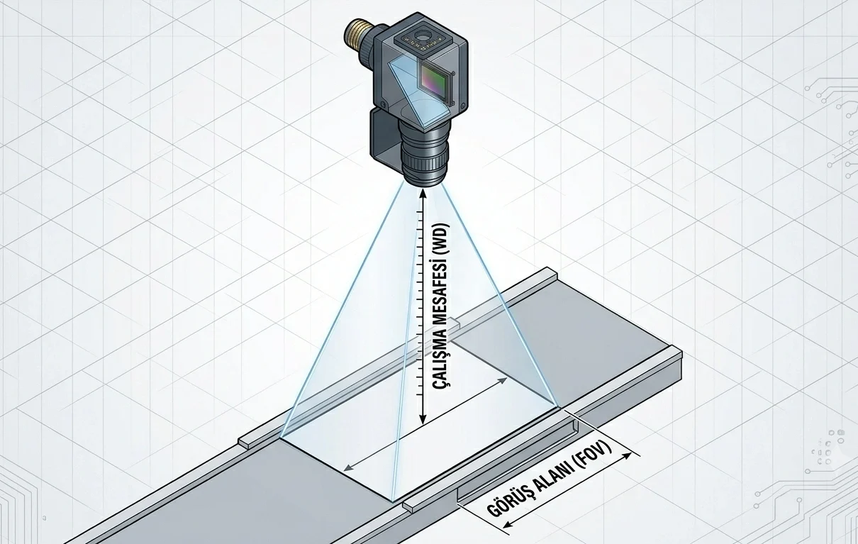 Yapay Zeka Tabanlı Kalite Kontrol Süreçlerinde Endüstriyel Kamera Lens Seçimi Için Görüş Alanı (Fov) Ve Çalışma Mesafesi (Wd) Optik Hesaplama Parametreleri.